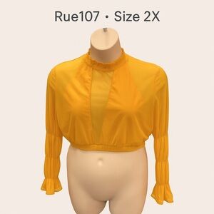 Rue107 Women’s 2X New York Sheer Yellow Crop Top